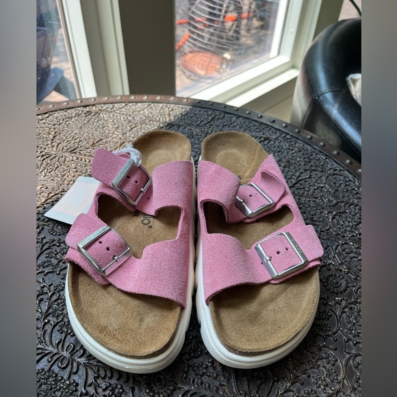 BIRKENSTOCK PAPILLIO ARIZONA CHUNKY CANDY PINK SUEDE SANDALS 39 8 - Picture 7 of 12